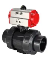 Кран шаровой DN.ru BV4242E-FP-GRM-ISO Дн50 Ру10 полнопроходной, корпус - НПВХ, шар - НПВХ, уплотнение - EPDM, с пневмоприводом PA-SA-065 с возвратными пружинами