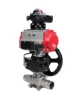 Кран шаровой DN.ru BV3232P(3pc)-FP-W-ISO-H LONG Ду65 Ру25 полнопроход., корпус - нерж.сталь 316, уплотнение - PTFE, под приварку, с пн.приводом PA-DA-083, пн.распределителем 4M310-08 AC220V, ручным дублером MON2-450-T28-ISO и БКВ APL-210N