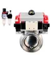 Затвор дисковый поворотный DN.ru WBV3131S-2W-T-H Ду65 Ру10, резьбовой, пищевая нержавеющая сталь 304, уплотнение - Silicon, с пневмоприводом PA-DA-065, пневмораспределителем 4M320-10 AC220V и БПВ AFC2000