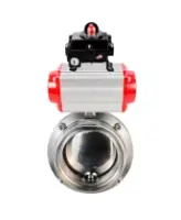 Затвор дисковый поворотный DN.ru WBV3131E-2W-T-H Ду50 Ру10 резьбовой, пищевая нержавеющая сталь 304, уплотнение – EPDM, с пневмоприводом DN.ru PA-DA-065 и БКВ DN.ru APL-410N EX