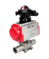 Кран шаровой DN.ru BV3232P(3pc)-FP-W-ISO-H LONG Ду65 Ру25 полнопроходной, корпус - нержавеющая сталь 316, уплотнение - PTFE, под приварку, с пневмоприводом DN.ru PA-DA-083 и БКВ APL-210N