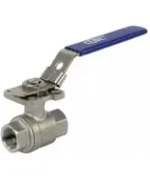 Кран шаровой DN.ru BV3232P(2pc)-FP-T-ISO-H Ду10 Ру63 полнопроходной двухходовой, нержавеющая сталь 316, внутренняя резьба, уплотнение - PTFE, с ISO-фланцем и рукояткой, 9х9, F03/F04