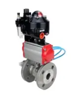 Кран шаровой DN.ru BV3232P(2pc)-FP-F-ISO-H Ду80 Ру16 фланцевый, полнопроходной, двухсоставной, корпус - нерж. сталь SS316, уплотнение - PTFE, с пн.приводом DN.ru PA-SA-130 пн.распределителем 4V320-08 AC220V БПВ AFC2000 БКВ APL-510N-EX