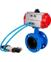 Затвор дисковый поворотный DN.ru WBV1313E-2W-F-H Ду100 Ру16, корпус - чугун GGG40, диск - чугун GGG40, уплотнение - EPDM, с пневмоприводом PA-DA-105 и пневмораспределителем 4M320-08 AC220V