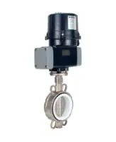Затвор дисковый поворотный DN.ru WBV3232P-2W-Fb-H Ду150 Ру16, корпус - нержавеющая сталь 316L, диск - нержавеющая сталь 316L, уплотнение - PTFE, с электроприводом DN.ru QTSA-N-030EM-O0-220VAC с пружинным возвратом