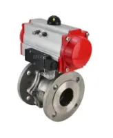 Кран шаровой DN.ru BV3232P(2pc)-FP-F-ISO-R Ду300 Ру16 полнопроходной двухходовой, нержавеющая сталь 316, фланцевый, уплотнение - PTFE, с пневмоприводом PA-DA-210 двойного действия и пневмораспределителем 4M310-08 AC220V
