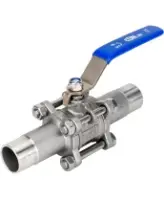 Кран шаровой DN.ru BV3232P(3pc)-FP-W-H LONG Ду125 Ру16 полнопроходной, трехсоставной, корпус - нержавеющая сталь SS316, уплотнение - PTFE, под приварку, с рукояткой