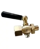 Кран запорный для манометра DN.ru BVPG0000P-3WT-T-H ВР/НР G1/2″-М20х1.5 Ду15 Ру25 трехходовой, резьбовой, корпус - латунь HPb57-3, шар - латунь HPb57-3, уплотнение - PTFE, с рукояткой