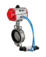 Затвор дисковый поворотный DN.ru WBV3232N-2W-Fb-H Ду150 Ру16, корпус - нержавеющая сталь 316L, диск - нержавеющая сталь 316L, уплотнение - NBR, с пневмоприводом PA-DA-130, пневмораспределителем 4M320-10 AC220V