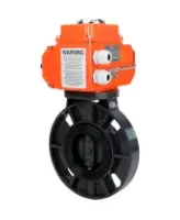 Затвор дисковый поворотный DN.ru WBV4242E-2W-Fb-ISO Дн80 Ру10 межфланцевый, корпус - НПВХ, диск - НПВХ, уплотнение - EPDM, с электроприводом DN.ru QT-N-003EM-O1-24VDC-У1 HARK