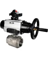 Кран шаровой DN.ru BV3232P(2pc)-FP-T-ISO-H Ду100 Ру40 полнопроходной двухходовой, нержавеющая сталь SS316, внутренняя резьба, уплотнение - PTFE, с пневмоприводом PA-DA-105-1 двойного действия, с пневмораспределителем 4M310-08 AC220V, с БКВ APL-210N