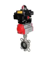 Затвор дисковый поворотный DN.ru WBV3232V-2W-Fb-H Ду100 Ру16, корпус - нержавеющая сталь 316L, диск - нержавеющая сталь 316L, уплотнение - Viton, с пневмоприводом PA-DA-083 двойного действия, с БКВ APL-410N EX