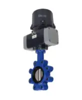 Затвор дисковый поворотный DN.ru WBV1631N-2W-Fb-H Ду150 Ру16 LUG межфланцевый, корпус - чугун QT450, диск - нержавеющая сталь AISI 304, уплотнение - NBR, с электроприводом четвертьоборотным DN.ru QTSA-N-020EM-O0-220VAC с пружинным возвратом