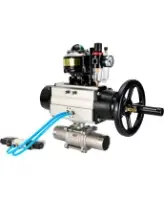 Кран шаровой DN.ru BV3232P(3pc)-FP-W-ISO-H LONG Ду80 Ру25, полнопроходной, трехсоставной, нержавеющая сталь 316, уплотнение - PTFE, под приварку, с пневмоприводом PA-DA-105-1, с пневмораспределителем 4V320-08 AC220V, БКВ APL-510N Ex, БПВ AFC2000