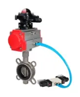 Затвор дисковый поворотный DN.ru WBV3131N-2W-Fb-H Ду65 Ру16, корпус - нержавеющая сталь 304, диск - нержавеющая сталь 304, уплотнение - NBR, с пневмоприводом PA-DA-065, пневмораспределителем 4M320-08 AC220V и БКВ APL-210N