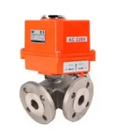 Кран шаровой DN.ru BV3232P(4pc)-FP-3WL-F-ISO-H Ду15 Ру16 полнопроходной трехходовой, нержавеющая сталь SS316, фланцевый, уплотнение - PTFE, с электроприводом четвертьоборотным DN.ru QT-N-003EM-O1-220VAC-У1 MINI
