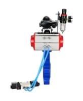 Затвор дисковый поворотный DN.ru WBV1631N-2W-Fb-H Ду150 Ру16 LUG корпус - чугун QT450, диск - нержавеющая сталь 304, уплотнение - NBR, с пневмоприводом DN.ru PA-SA-160, пневмораспределителем 4V320-08 AC220V, БКВ APL-210N и БПВ AFC2000