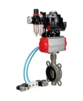 Затвор дисковый поворотный DN.ru WBV3232N-2W-Fb-H Ду150 Ру16, корпус - нержавеющая сталь 316L, диск - нержавеющая сталь 316L, уплотнение - NBR, с пневмоприводом PA-DA-130, пневмораспределителем 4M320-10 AC220V, БКВ APL-510N EX, БПВ AFC2000