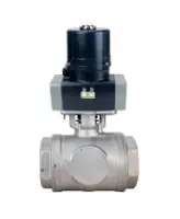 Кран шаровой DN.ru BV3232P(4pc)-SP-3WL-T-ISO-H WDVF Ду65 Ру40 стандартнопроходной, 3-ходовой L-тип, внутренняя резьба, корпус - нержавеющая сталь AISI 316, уплотнение - PTFE, с электроприводом DN.ru QTSA-N-020EM-O0-220VAC