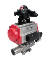 Кран шаровой DN.ru BV3232P(3pc)-FP-W-ISO-H LONG Ду80 Ру25 полнопроходной, корпус - нержавеющая сталь 316, уплотнение - PTFE, под приварку, с пневмоприводом DN.ru PA-SA-130, пневмораспределителем 4M310-08 AC220V и БКВ APL-210N