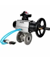 Кран шаровой DN.ru BV3232P(2pc)-FP-F-ISO-H WDVF Ду100 Ру16 полнопроходной, фланцевый, корпус - нержавеющая сталь 316, уплотнение - PTFE, с пневмоприводом PA-DA-105-1, пневмораспределителем 4V320-08 AC220V и БКВ APL-210N