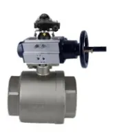 Кран шаровой DN.ru BV3232P(2pc)-FP-T-ISO-H Ду100 Ру40 полнопроходной двухходовой, нержавеющая сталь SS316, внутренняя резьба, уплотнение - PTFE, с пневмоприводом DN.ru PA-DA-105-1 и БКВ APL-210N