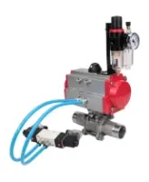 Кран шаровой DN.ru BV3232P(3pc)-FP-W-ISO-H LONG Ду80 Ру25 полнопроходной, корпус - нержавеющая сталь 316, уплотнение - PTFE, под приварку, с пневмоприводом PA-DA-083, пневмораспределителем 4V320-08 AC220V и БПВ AFC2000
