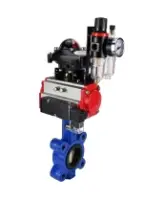 Затвор дисковый поворотный DN.ru WBV1616E-2W-Fb-H Ду100 Ру16 LUG корпус - чугун QT450, диск - чугун QT450, уплотнение - EPDM, с пневмоприводом DN.ru PA-DA-083, пневмораспределителем 4M310-08 AC220V, БКВ APL-210N и БПВ AFC2000