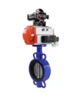 Затвор дисковый поворотный DN.ru WBV1132N-2W-Fb-H Ду125 Ру16, корпус - чугун GG25, диск - нержавеющая сталь 316L, уплотнение - NBR, с пневмоприводом DN.ru PA-DA-105 двойного действия, с пневмораспределителем 4V320-08 AC220V, с БКВ APL-210N