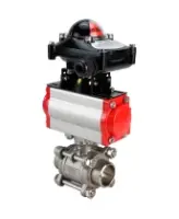 Кран шаровой DN.ru BV3232P(3pc)-FP-W-ISO-H Ду65 Ру25, полнопроходной под приварку, нержавеющая сталь SS316, уплотнение - PTFE, с пневмоприводом PA-DA-083 двойного действия, с пневмораспределителем 4M310-08 220В NAMUR, с БКВ APL-210N