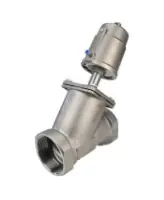 Клапан отсечной пневматический DN.ru VSP3231P-T-1PNC 1 1/2″ Ду40 Ру25, корпус - нержавеющая сталь CF8M (AISI 316), резьбовой, Y-образный, корпус привода - нержавеющая сталь CF8 (AISI 304)