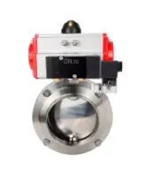 Затвор дисковый поворотный DN.ru WBV3131S-2W-W-H Ду80 Ру10 под приварку, пищевая нержавеющая сталь 304, уплотнение – Silicon, с пневмоприводом DN.ru PA-SA-083 и пневмораспределителем DN.ru 4M310-08 AC220V