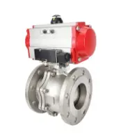 Кран шаровой DN.ru BV3232P(2pc)-FP-F-ISO-R Ду300 Ру16 полнопроходной двухходовой, нержавеющая сталь 316, фланцевый, уплотнение - PTFE, с пневмоприводом PA-DA-210 двойного действия и пневмораспределителем 4V320-08 AC220V