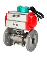 Кран шаровой DN.ru BV3131P(3pc)-FP-F-ISO-H Ду100 Ру16 полнопроходной трехсоставной, фланцевый, нержавеющая сталь 304, уплотнение - PTFE, 22х22, F10, WDVF, с пневмоприводом DN.ru PA-DA-105 двойного действия и магнитным переключателем ALS200D