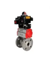 Кран шаровой DN.ru BV3232P(2pc)-FP-F-ISO-H Ду50 Ру16 полнопроходной двухходовой, нержавеющая сталь 316, фланцевый, уплотнение - PTFE, с пневмоприводом PA-DA-083 и БКВ APL-410N EX