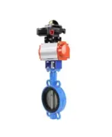 Затвор дисковый поворотный DN.ru WBV1432E-2W-Fb-H Ду125 Ру16, корпус - чугун GGG50, диск - нержавеющая сталь 316L, уплотнение - EPDM, с пневмоприводом DN.ru PA-DA-083 двойного действия, с БКВ APL-410N EX