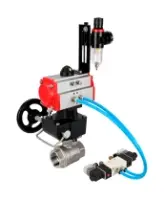 Кран шаровой DN.ru BV3232P(2pc)-FP-T-ISO-H Ду80 Ру40 полнопроходной, внутренняя резьба, нержавеющая сталь 316, уплотнение - PTFE, с пневмоприводом PA-DA-083, пневмораспределителем 4V320-10 AC220V, ручным дублером MON2-450-T28-ISO, БПВ AFC2000