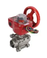 Кран шаровой DN.ru BV3232P(3pc)-FP-W-ISO-H Ду50 Ру40 полнопроходной двухходовой, нержавеющая сталь SS316, под приварку, уплотнение - PTFE, с ISO фланцем и редуктором DN.ru HGBF RQN1-180Z с индикатором положения и датчиком обратной связи