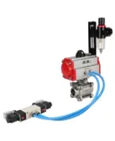 Кран шаровой DN.ru BV3232P(3pc)-FP-W-ISO-H Ду50 Ру40 полнопроходной под приварку, корпус - нержавеющая сталь 316, уплотнение - PTFE, с пневмоприводом PA-DA-083 и пневмораспределителем 4V320-08 AC220V и БПВ AFC2000