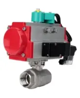 Кран шаровой DN.ru BV3232P(2pc)-FP-T-ISO-H Ду100 Ру40 полнопроходной, внутренняя резьба, нержавеющая сталь 316, уплотнение - PTFE, с пневмоприводом PA-DA-083, пневмораспределителем 4M310-08 AC220V и магнитным переключателем ALS200D