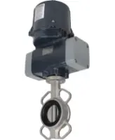 Затвор дисковый поворотный DN.ru WBV3131E-2W-Fb-H Ду80 Ру16 межфланцевый, корпус - нержавеющая сталь 304, диск - нержавеющая сталь 304, уплотнение - EPDM, с электроприводом четвертьоборотным DN.ru QTSA-N-005EM-O0-220VAC с пружинным возвратом