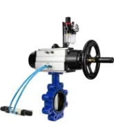 Затвор дисковый поворотный DN.ru WBV1616E-2W-Fb-H Ду125 Ру16 LUG корпус - чугун QT450, диск - чугун QT450, уплотнение - EPDM, с пневмоприводом DN.ru PA-DA-105-1, пневмораспределителем 4V320-08 AC220V и БПВ AFC2000