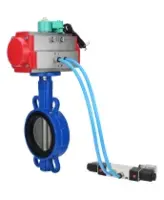 Затвор дисковый поворотный DN.ru WBV1432N-2W-Fb-H Ду40 Ру16 корпус - чугун GGG50, диск - нержавеющая сталь 316L, уплотнение - NBR, с пневмоприводом PA-SA-083, пневмораспределителем 4V320-08 AC220V и магнитным переключателем ALS200D