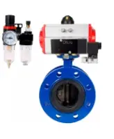 Затвор дисковый поворотный DN.ru WBV1331E-2W-F-H Ду125 Ру16 фланцевый, корпус - чугун GGG40, диск - нержавеющая сталь 304, уплотнение - EPDM, с пневмоприводом DN.ru PA-SA-160, пневмораспределителем DN.ru 4M310-08 AC220V и БПВ DN.ru AFC2000