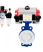 Затвор дисковый поворотный DN.ru WBV3434Pf-2W-Fb-R Ду250 Ру16 корпус - углеродистая сталь WCB, диск - углеродистая сталь WCB, футерованный PTFE, уплотнение - PTFE, с PA-DA-130, 4V320-10 AC220V и AFC2000