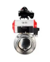 Затвор дисковый поворотный DN.ru WBV3131E-2W-T-H Ду50 Ру10 резьбовой, пищевая нержавеющая сталь 304, уплотнение – EPDM, с пневмоприводом DN.ru PA-SA-065, пневмораспределителем DN.ru 4M310-08 AC220V и БКВ DN.ru APL-210N