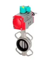 Затвор дисковый поворотный DN.ru WBV3131V-2W-Fb-H Ду65 Ру16 корпус - нержавеющая сталь 304, диск - нержавеющая сталь 304, уплотнение - VITON, с пневмоприводом PA-DA-065 и магнитным переключателем ALS200D