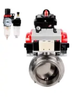 Затвор дисковый поворотный кламповый DN.ru WBV3131S-2W-C-H Ду50 Ру10 корпус - пищевая нержавеющая сталь 304, уплотнение – Silicon, с пневмоприводом DN.ru PA-DA-052, пневмораспределителем DN.ru 4V320-08 AC220V, БКВ DN.ru APL-410N EX и БПВ DN.ru AFC2000