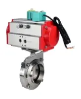 Затвор дисковый поворотный DN.ru WBV3131S-2W-W-H Ду80 Ру10 под приварку, корпус - пищевая нержавеющая сталь 304, уплотнение - Silicon, с пневмоприводом PA-SA-083 и магнитным переключателем ALS200D