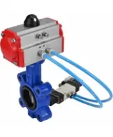 Затвор дисковый поворотный DN.ru WBV1631N-2W-Fb-H Ду150 Ру16 LUG корпус - чугун QT450, диск - нержавеющая сталь 304, уплотнение - NBR, с пневмоприводом DN.ru PA-SA-160 и пневмораспределителем 4V320-08 AC220V